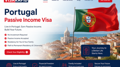 Visa Rapid Portugal Passive Income Visa website banner featuring the Portugal flag, Lisbon cityscape, and residency visa benefits for passive income earners.