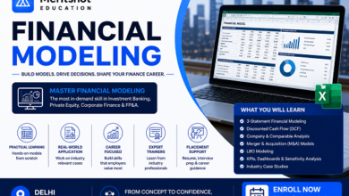Financial Modeling course banner by Meritshot Education featuring Excel financial analysis dashboard, investment banking training modules, and professional finance career development.